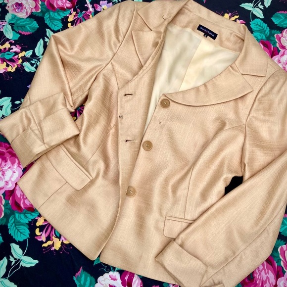 Surabaya Paris vintage golden polyester skirt suit size 12 - Picture 2 of 11